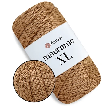 Пряжа YarnArt Macrame XL, Коричневий №151, поліестеровий шнур 3 мм, ЯрнАрт Макраме ХЛ нитка для в'язання гачком і спицями, поліестер 100%