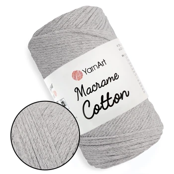 YarnArt Macrame Cotton, Світло-сірий №756 - бавовняний шнур 250 г / 225 м для макраме, в'язання сумок, кашпо, аксесуарів
