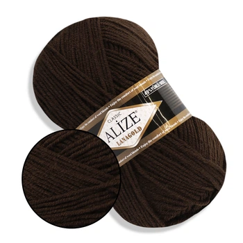 Alize Lana Gold, Коричневый №26 - полушерстяная пряжа средней толщины, 100 г / 240 м, 49% шерсть / 51% акрил, для теплых изделий (Ализе Лана Голд)