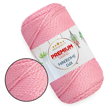 Шнур поліестеровий 2мм, Premium Yarn Makrome Lux, Рожевий №816, 100г/100м, для сумок, кошиків, декору