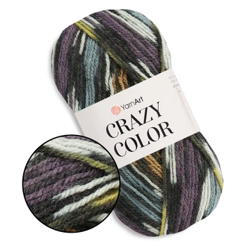 YarnArt Crazy Color, №170 - пряжа напіввовняна, 100 г/260 м, 25% вовна 75% акрил, секційне фарбування для джемперів, жилетів, Крейзі Колор