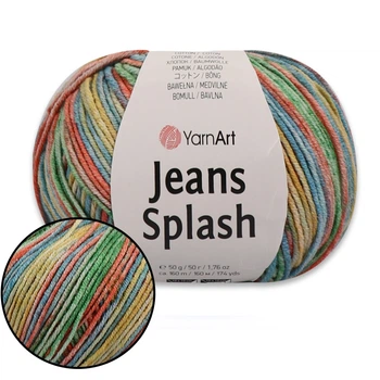 Пряжа YarnArt Jeans Splash, №952, 55% хлопок / 45% акрил, 160 м / 50 г, меланжевая цветная нить для демисезонных изделий, ЯрнАрт Джинс Сплеш