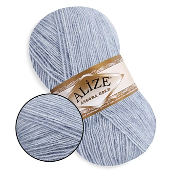 Alize Angora Gold, Світлий джинс меланж №221 – тонка пряжа з ангорою, 100 г/550 м, акрил 80% / шерсть 20% - для в'язання светрів, шарфів, шалей