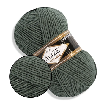 Alize Lana Gold, Серебряная сосна №180 - полушерстяная пряжа средней толщины, 100 г / 240 м, 49% шерсть / 51% акрил, для теплых изделий (Ализе Лана Г
