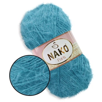 Nako Paris, Лазурний №5498, фантазійна пряжа з довгим ворсом, 100 г / 245 м, 40% преміум акрил / 60% поліамід, для одягу, аксесуарів і декору