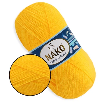 Nako Mohair Delicate, Цыпленок №6142 - пряжа Мохер Деликат 100 г / 500 м, 85% акрил, 10% шерсть, 5% мохер, тонкая, для шалей, свитеров и кардиганов