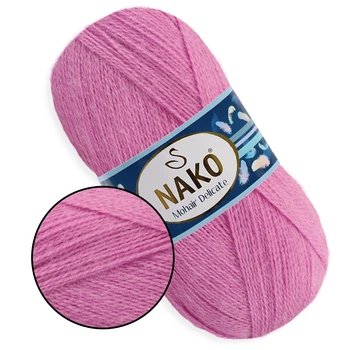 Nako Mohair Delicate, Світлий цикламен №6113 - пряжа Мохер Делікат 100 г / 500 м, 85% акрил, 10% вовна, 5% мохер, тонка, для шалей, светрів