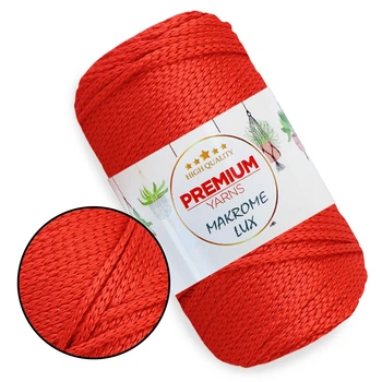 Шнур полиэстеровый 2мм, Premium Yarn Makrome Lux, Красный №819, 100г / 100м, для сумок, корзинок, декора