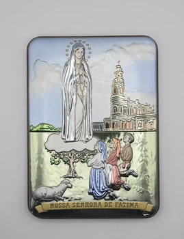 Срібна ікона Фатімська Богородиця Кольрова емаль 14х10см Prince Silvero (e986/3с)