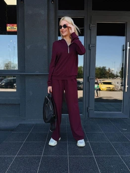 Женский костюм спортивный демисезонный Fashion 54/56 марсала