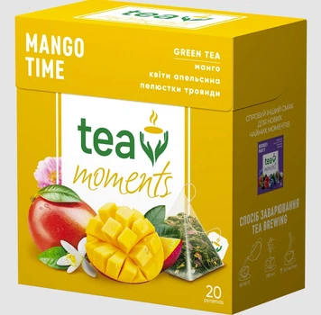 Чай зеленый Tea Moments Mango Time Время Манго 20 пирамидок по 1.7 г