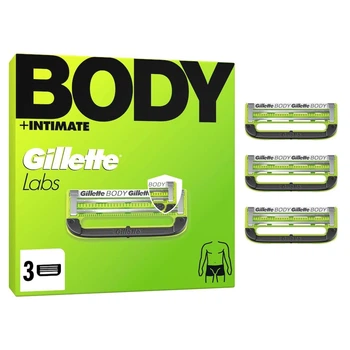 Змінні картриджі для гоління (леза касети) Gillette Labs BODY Intimate 3 шт. для інтимних зон і тіла