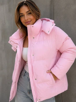 Куртка жіноча Lady Yep 30382 дута пуффер з капюшоном 44 рожева