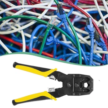 Кліщі для обтискання крученої пари RJ45 Інструмент опресування штекерів конекторів Lan мережевого кабелю