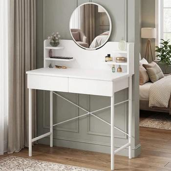 Туалетний столик з дзеркалом та 2 шухлядами 126×80×40 см D92AΩ White (JDT-0850495)