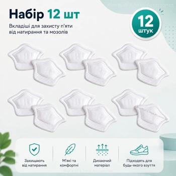 Стельки задники от натирания на пятке, наклейки вкладыши Heel Белые 10 мм Набор 6 пар