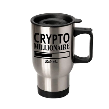 Термочашка автомобільна з принтом Crypto Millionairе 450 мл срібляста