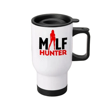 Термочашка автомобільна з принтом Milf Hunter 450 мл біла