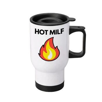 Термочашка автомобільна з принтом Hot Milf 2 450 мл біла