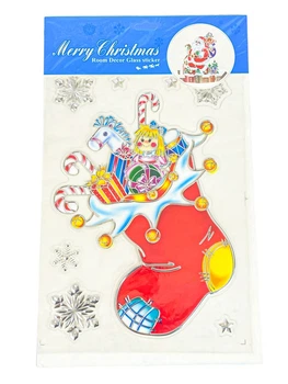 Наклейки для окон силикон "Santa" 23*38см, mix (6527-P3-11)