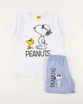 Піжама дитяча біла блакитна з принтом Peanuts 134 140 см артикул М28