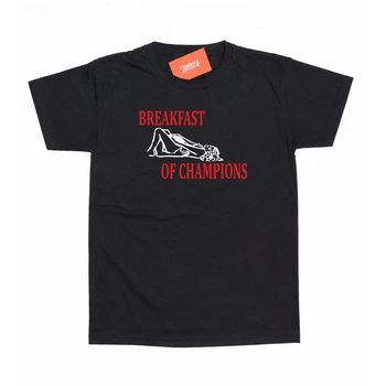 Женская черная футболка Сlassic "BREAKFAST OF CHAMPIONS" 2XL
