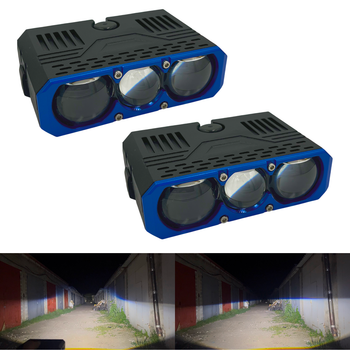 LED фари Bi-LED 210W ближнє дальнє світло, чітка СТГ, магнітна шторка, лазерне дальнє світло, туманки Sanvi S-301 (2 шт)