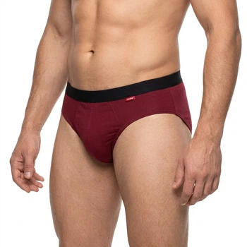 Мужские трусы Roober 69482 2XL брифы бордовый однотонные