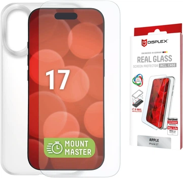 Zestaw ochronny Displex Screen Protector (2D) + Case with Mount Master do Apple iPhone 17 Transparent (4028778127305)