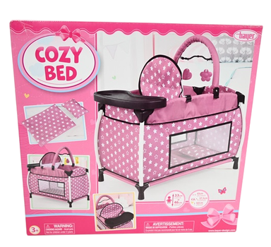 Ліжечко для ляльок Bayer Cozy Bed 62876AA багатофункціональне Рожево-чорне (4003336628760)