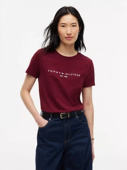 Футболка хлопковая женская Tommy Hilfiger 974088272 2XL Бордовая (1161142530)