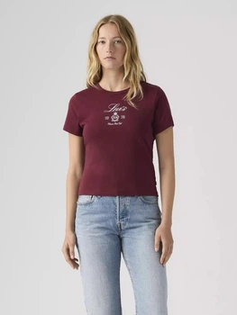 Футболка хлопковая короткая женская Levi`s 989369065 XS Бордовая (1161333720)