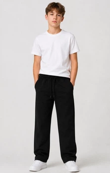 Прямые штаны для мальчика AMZ Jeans 146-152 размер черные 26127768