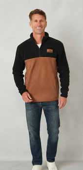 Чоловіча флісова кофта action (polar fleece sweater), чорний з коричневим, розмір m