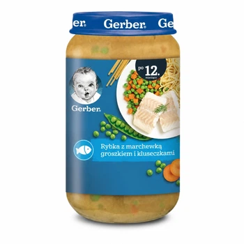 Дитяче пюре Gerber Рибка з морквою, зеленим горошком і макаронами від 12 місяців 250 г