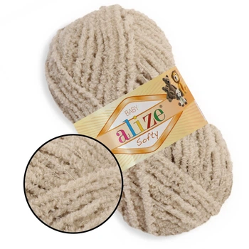Пряжа для в'язання Alize Softy, Місячний камінь №115, 100% мікрополіестер, 50 г, 115 м - плюшева нитка для спиць і гачка (іграшки, одяг, пледи)