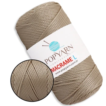Шнур для макраме Popyarn Macrame L, Крем №122, 200 г/190 м, 100% поліпропілен - для в'язання сумок, килимків, кошиків, панно, декору