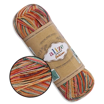 Alize Superwash Artisan, №9012, тонка тепла пряжа, 100 г/420 м, 75% вовна superwash/25% поліамід - для шкарпеток, рукавиць і шапок