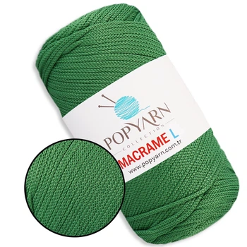 Шнур для макраме Popyarn Macrame L, Зелений №430, 200 г/190 м, 100% поліпропілен - для в'язання сумок, килимків, кошиків, панно, декору