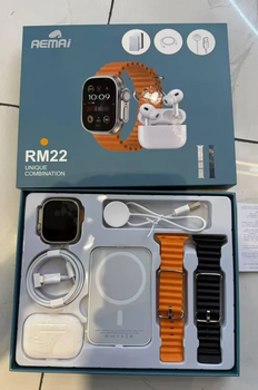 Смарт часы Smart Watch RM22 мные часы с наушниками и павербанком набор 3 в 1