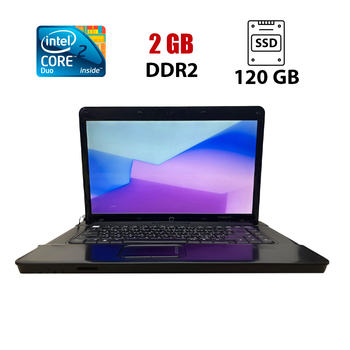 Ноутбук Б-класс HP Compaq 610 / 15.6" (1366x768) TN / Intel Core 2 Duo T5870 (2 ядра по 2.0 GHz) / 2 GB DDR2 / 120 GB SSD / Intel GMA X3100 Graphics / WebCam / АКБ не держит б/у