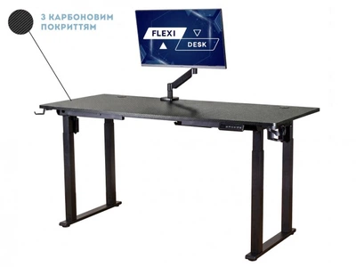 Стол с электрорегулировкой высоты Двухмоторный Flexi Tech Black Carbon 160x65 см 28047