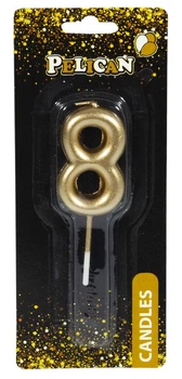 Свеча для торта Pelican, "8" ЗОЛОТО 4,5см Золотой Pelican (864518)