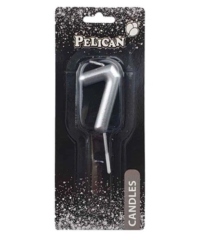 Свеча для торта Pelican "7" СЕРЕБРО 5 см Серебряный Pelican (865027)
