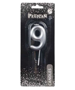 Свеча для торта Pelican "9" СЕРЕБРО 5 см Серебряный Pelican (865029)