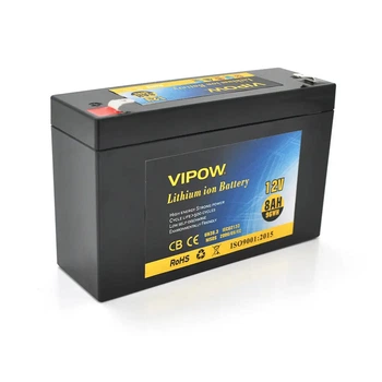 Акумуляторна батарея літієва Vipow 12 V 8Ah з елементами Li-ion 18650 з вбудованою ВМS платою (3S4P)