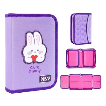 Пенал твердый одинарный с двумя клапанами YES HP-04 Cute Bunny 533740 4х13х21 см