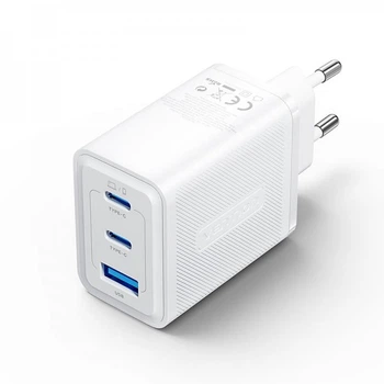 Сетевое зарядное устройство 2Type-C 1USB Vention (C+C+A) GaN III PD 65W QC3.0 5A White (FERW0-EU)