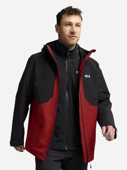 Куртка демисезонная с капюшоном мужская Jack Wolfskin Stonetrail 3In1 Jkt M A66291-J0191 M Красная (4064886753333)