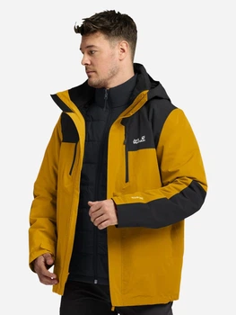 Куртка демисезонная с капюшоном мужская Jack Wolfskin Jasper Pro 3In1 Jkt M A66293-M0119 2XL Желтая (4064886755900)